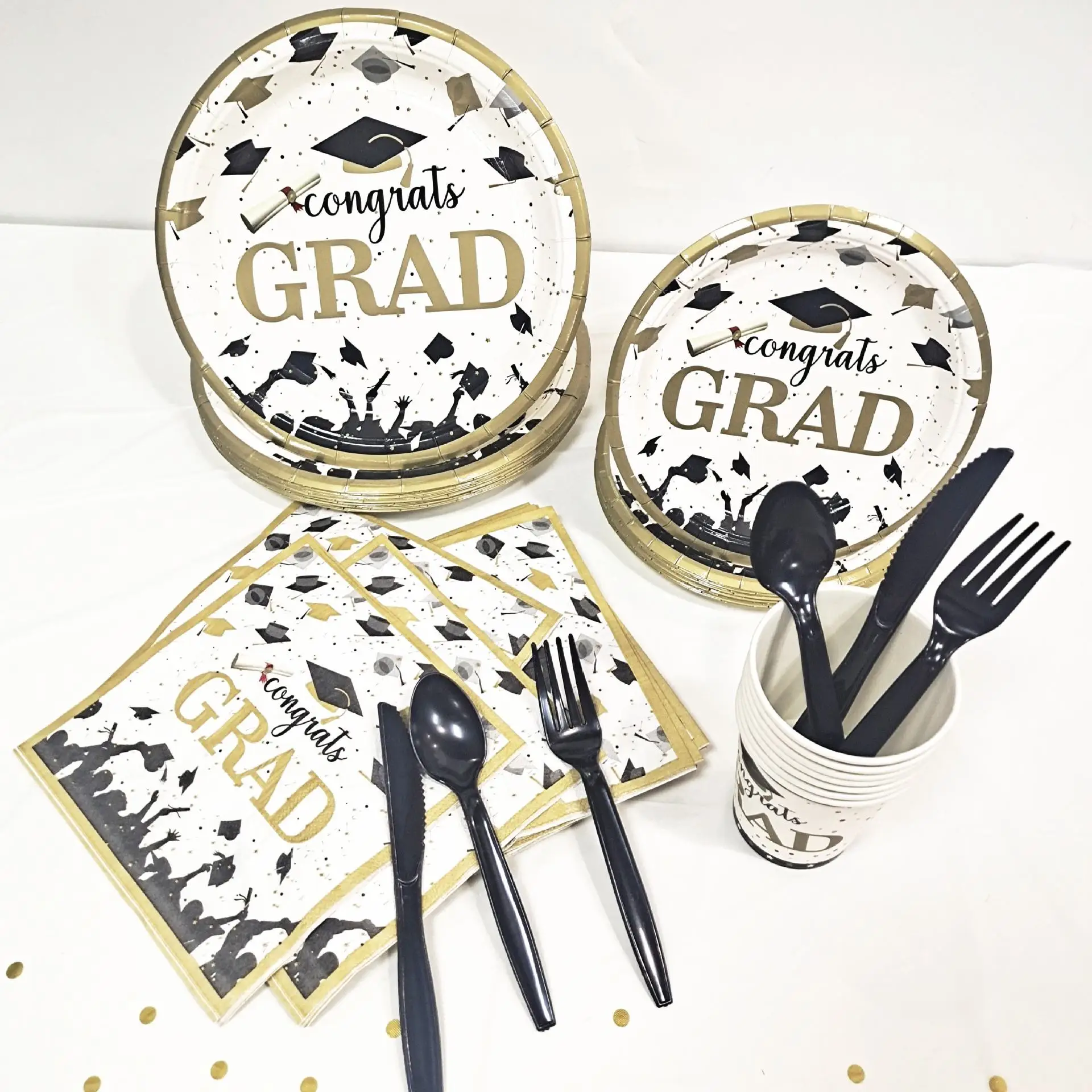 

280 Pcs Graduation Party Plates Cups and Napkins Disposable Paper Plates Tableware Congrats Grad Party Decorations, Serve 40