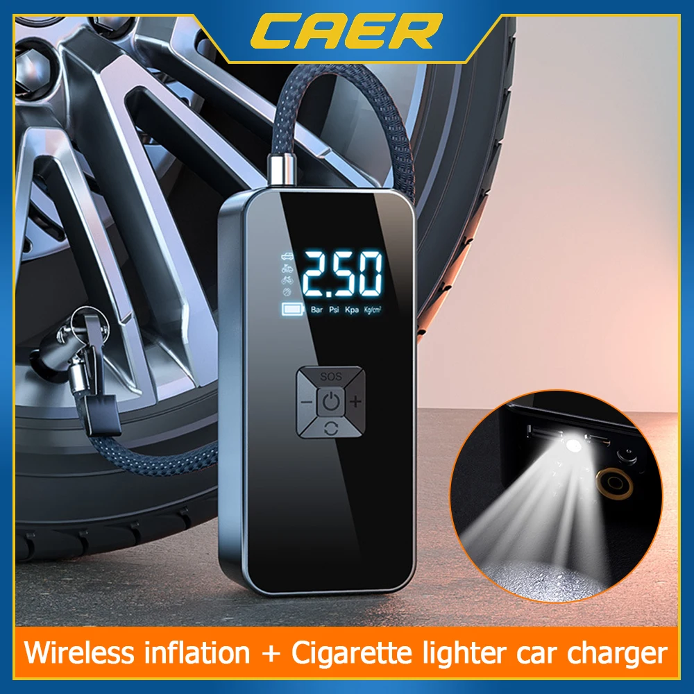 

Беспроводной воздушный насос, автомобильный насос для накачивания шин, портативный компрессор, светодиодный дисплей, универсальный электрический надувной наполнитель для шин автомобиля, лодки