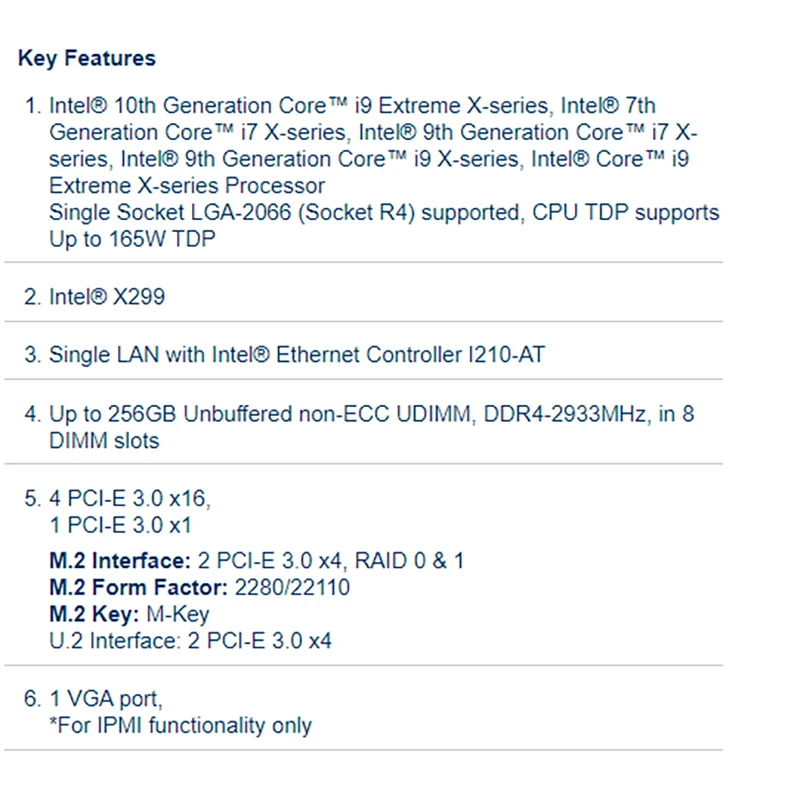 Für Supermicro C9X299-RPGF-L Server Motherboard X299 LGA2066 Unterstützung Core X 4-Wege GPU Deep Learning