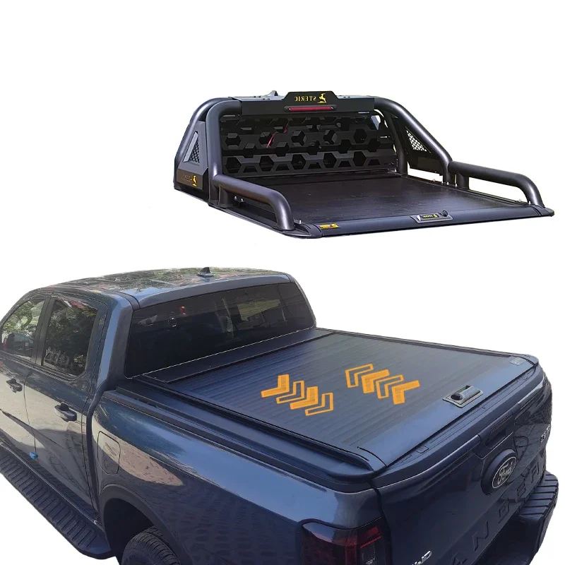 Ford Ranger Wildtrak Pickup Truck Rear Cargo Hold Retractable Roller Cover Hinged F150 Silverado GMC Sierra Aluminium