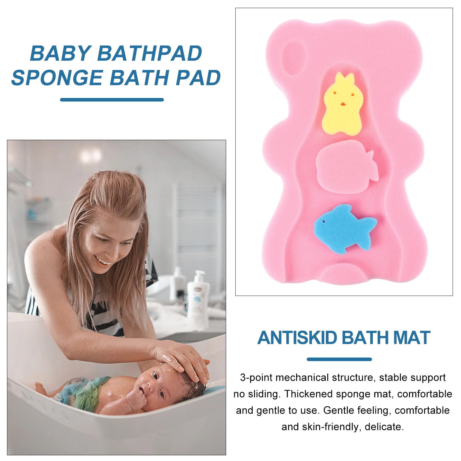 

Cute Baby Bath Mat Newborn Non Slip Sponge for Bathing Pp Bathtub Cushion Shower Seat