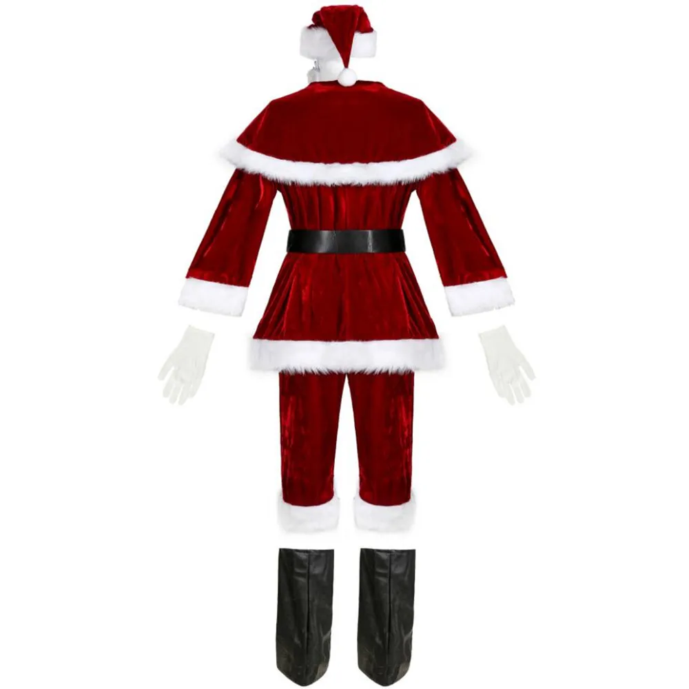 Men's Santa Claus cosplay Costume Father Christmas Fancy Dress New Year Xmas Outfit Suit Adult Man Christmas Costumes