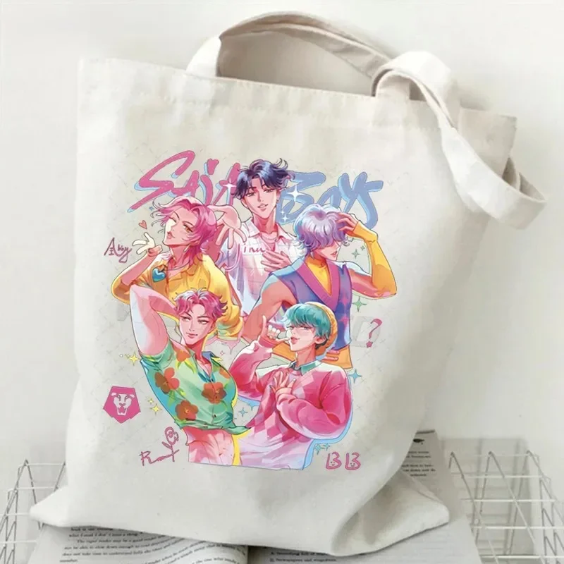 2025 K-Pop الساخن أنيمي الأزرق النمر ديربي ميرش قماش حمل حقيبة للنساء أسلوب بسيط أكياس التسوق Handbang