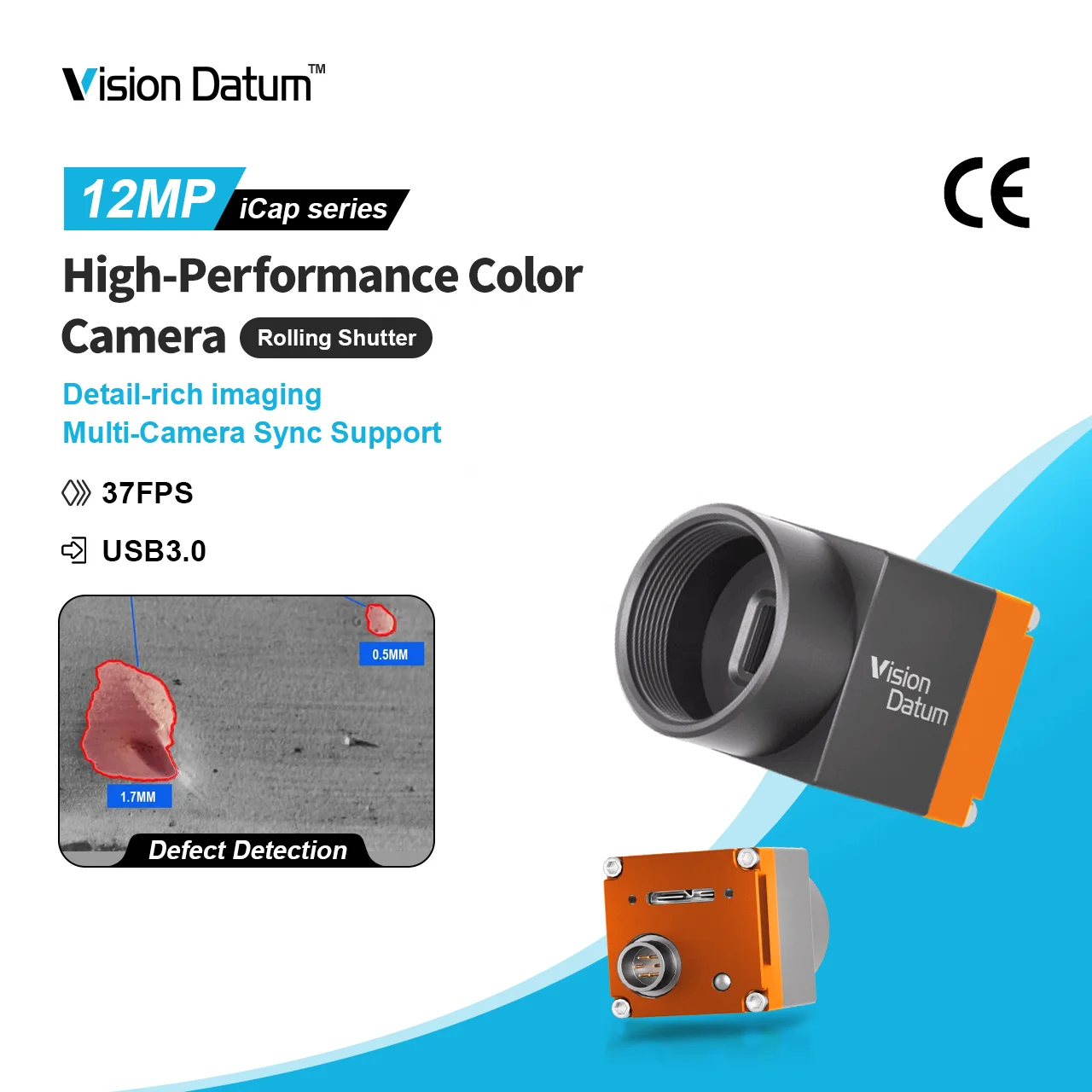 

Details-Rich Imaging 12MP 37 кадров в секунду Rolling Shutter True Color USB3.0 Промышленная интеллектуальная проверка автоматизации