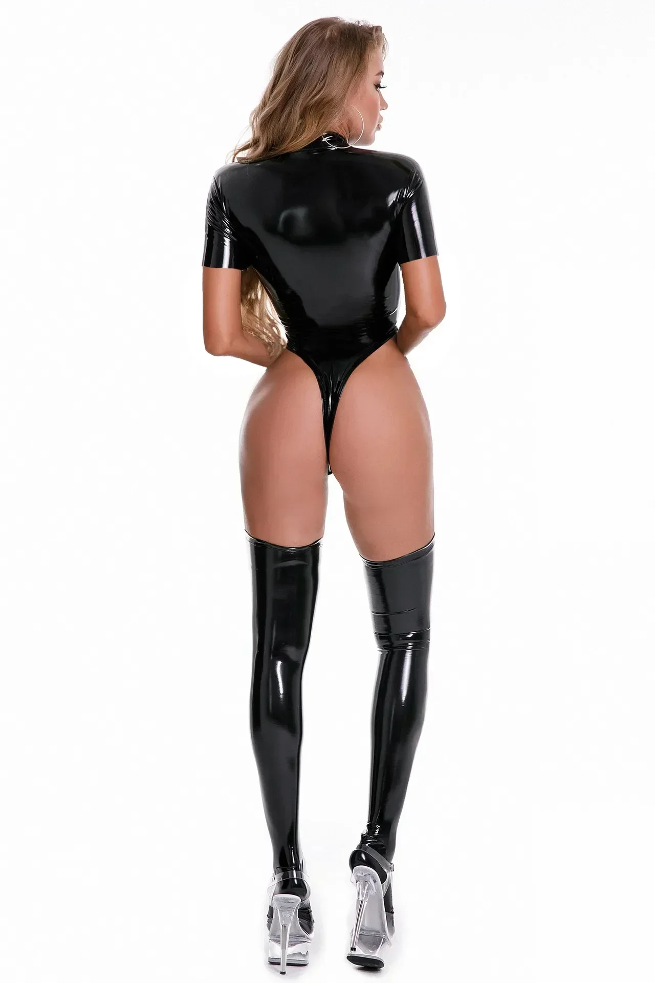 أزياء الهالوين exotique en Latex PU اللامعة pour boîte de nuit، أزياء de Bondage en PVC، Look mouolle، combinaison de Lingerie2025 #3