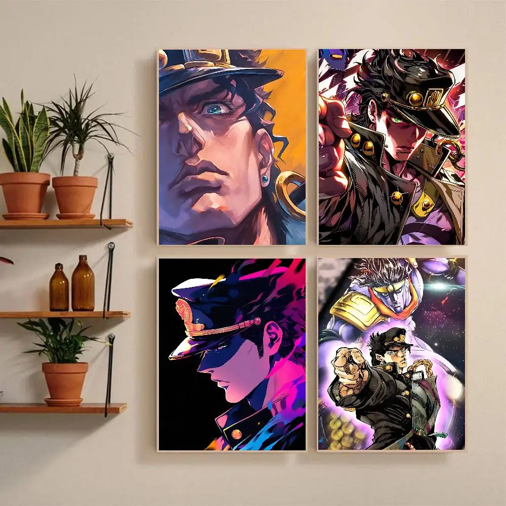 Anime J-JOJO K-Kujo Jotaro Poster Self-adhesive Art Waterproof Paper Sticker Coffee House Bar Room Wall Decor