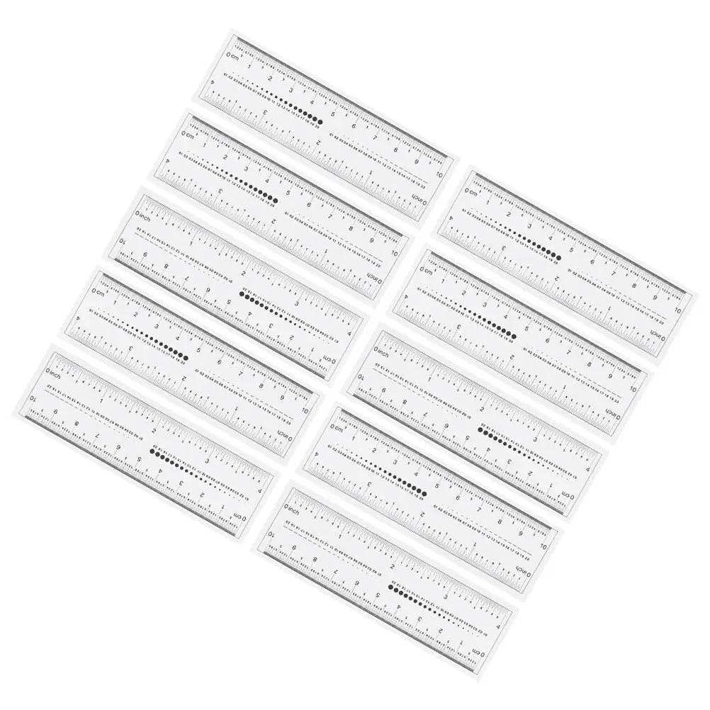 10Pcs Manicure Measuring Rulers Transparent Multi-Function Straight Rulers for Students Artists Engineers Office Supplies