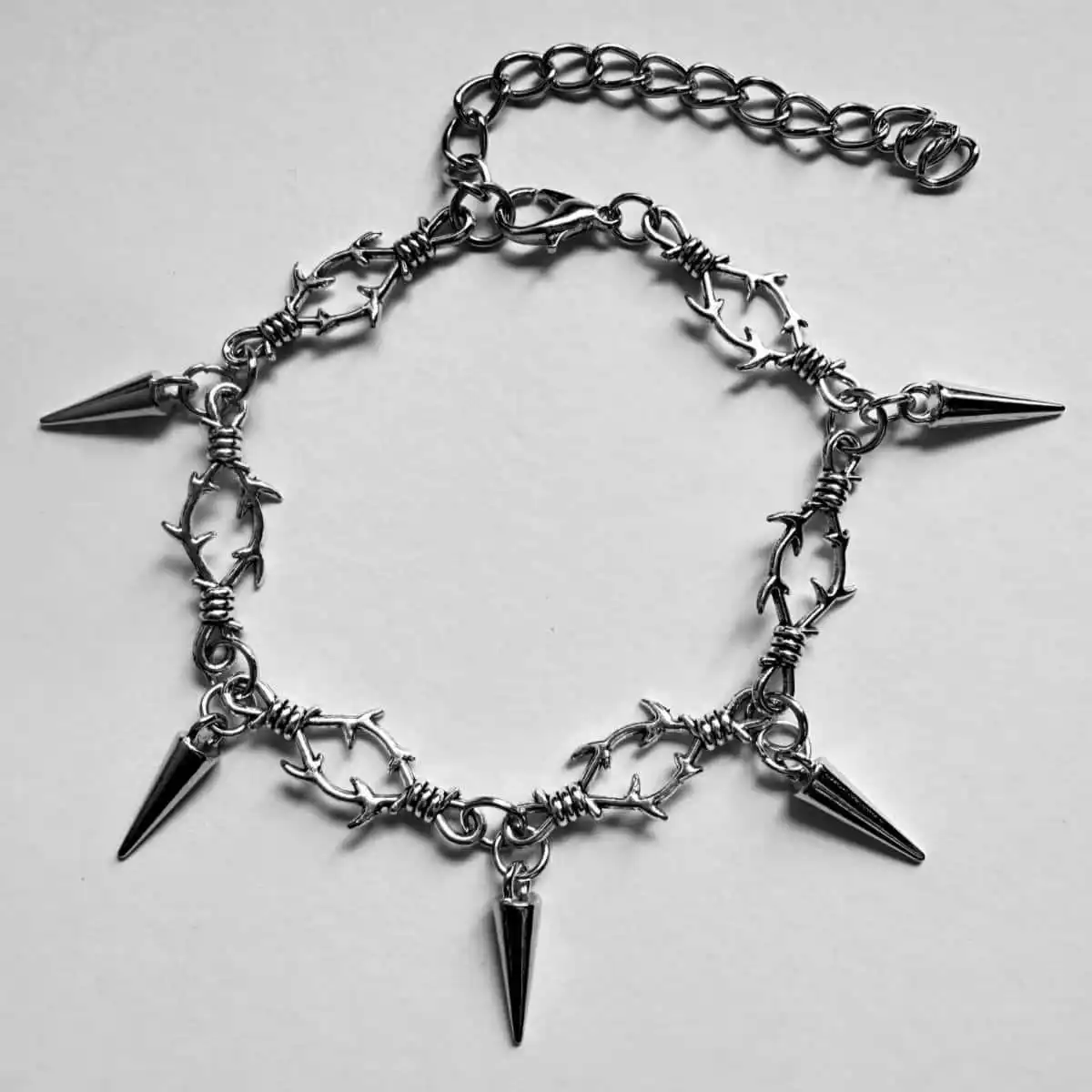 Thorns Bracelet, Spiked Alternative Grunge Silver Plated Bracelet