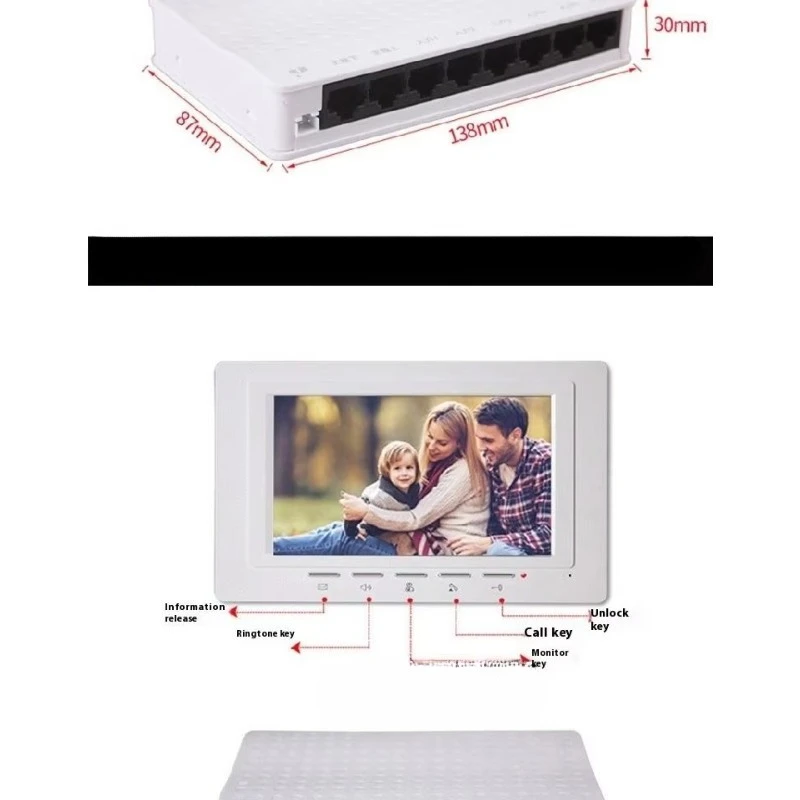 Full touch screen doorbell professional apartment building intercom system with 7-inch indoor display screen