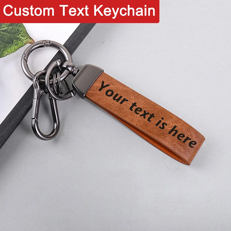 

PU Leather Custom Name Keychain Personalized Text Key Ring Gift For Men Women Laser Engraving Customized Name Car Key Chain