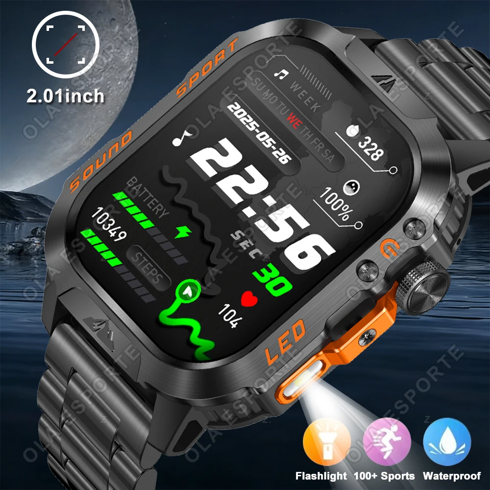 

Military Smartwatch Fitness Clock 2.01" Wireless Call Smart Watch Waterproof Sport Wrist Watches for Men Android IOS Phone HW12