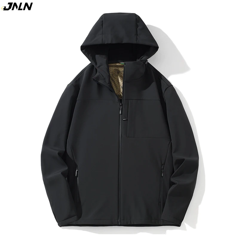 

JNLN Winter Soft Shell Jackets Men Waterproof Windproof Warm Fleece Jacket Hiking Camping Climbing Skiing Outdoor Thermal Coat