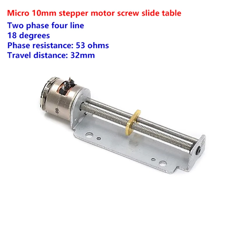 1PC 2-Phase 4-Wire Mini 10mm Stepper Stepping Motor 32mm Stroke Linear Actuator Precision Linear Screw Slider Nut 18 Degree