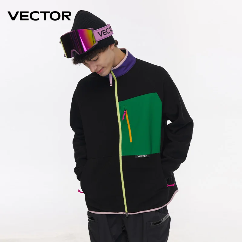 VETOR-Jaqueta de lã quente feminina e masculina, moletom de manga contrastante, casacos ao ar livre, casacos coloridos, outono, roupas de inverno,