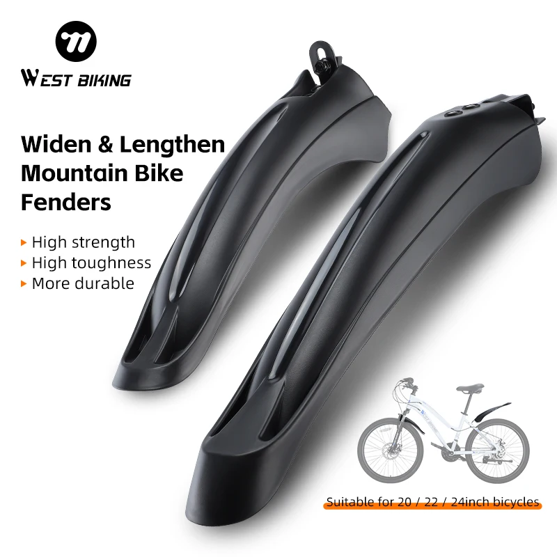 WEST BIKING Mountain Bike Fenders High Toughness Anti Splash Bike Mud Waterproof Cycling Tire Wheel Fenders MTB Bike Mudguard