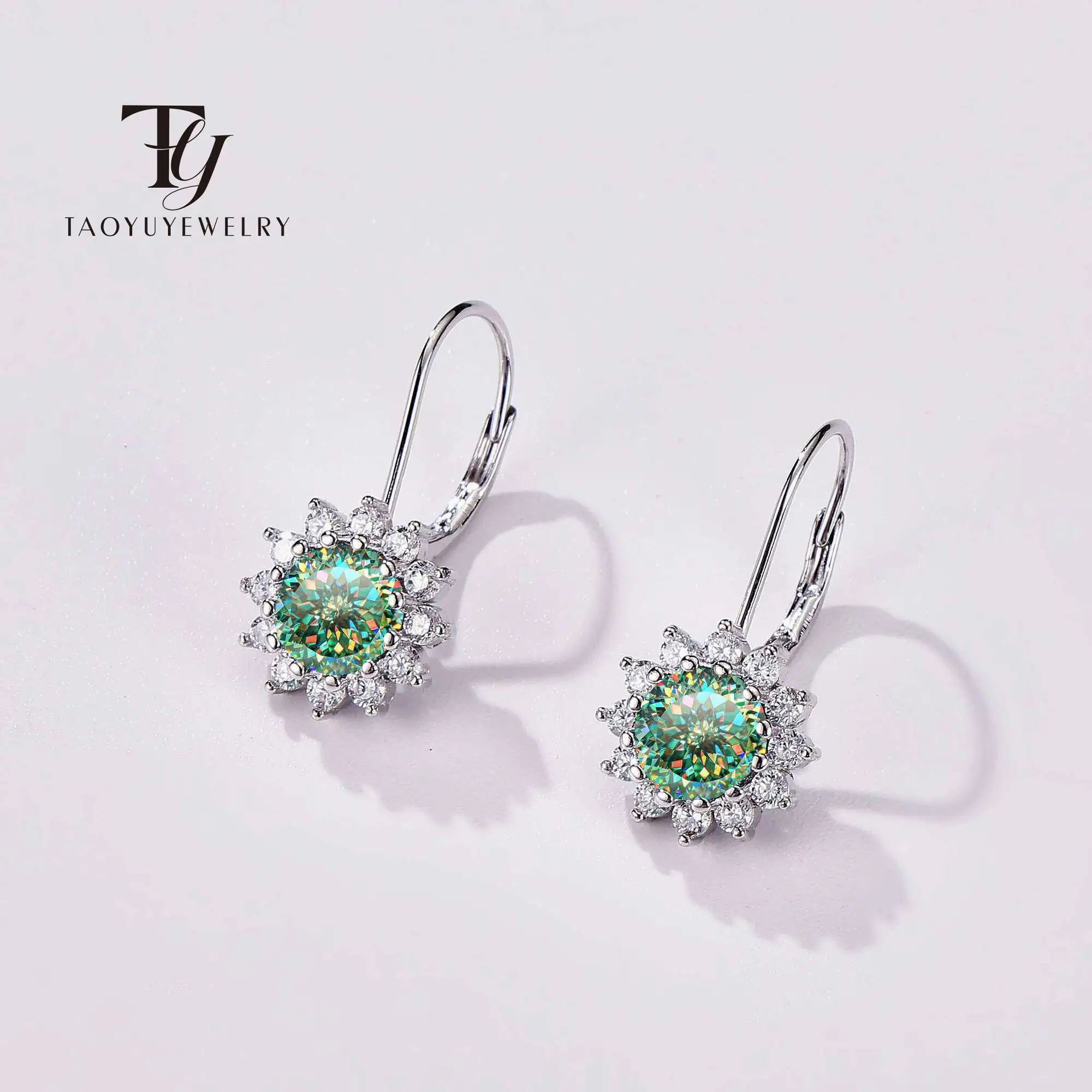 

1CTX2PCS Moissanite Drop Earrings For Charm Lady 925 Sterling Silver Party Dainty Hoop Dangle Earring Fine Jewelry Dating Gift
