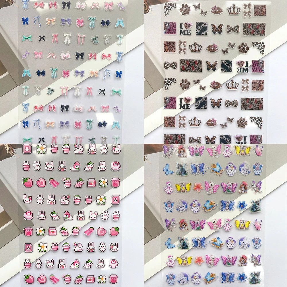 Phone Accessories Poster - สติกเกอร์ลายกระต่ายน่ารัก ลายเสือดาว โบว์ผีเสื้อ สำหรับตกแต่ง DIY งานกราฟฟิตี้