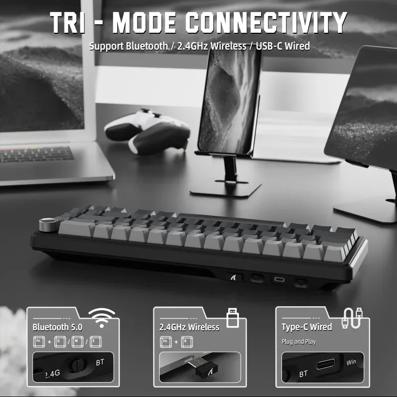 Attack Shark X66 mechanical keyboard Bluetooth three-mode linear axis heat exchange GASKET structure gaming keyboard Agile