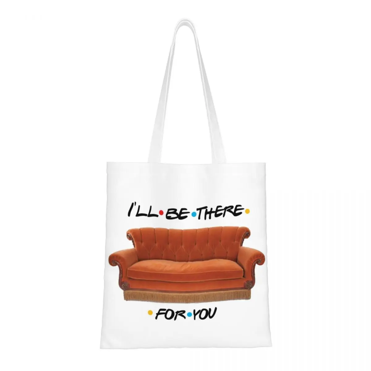 

Central Perk Sofa Canvas Tote Bag Trendy Large Capacity Grocery Bag for Women Friends Tv Show I'll be Here for You Travel Bags
