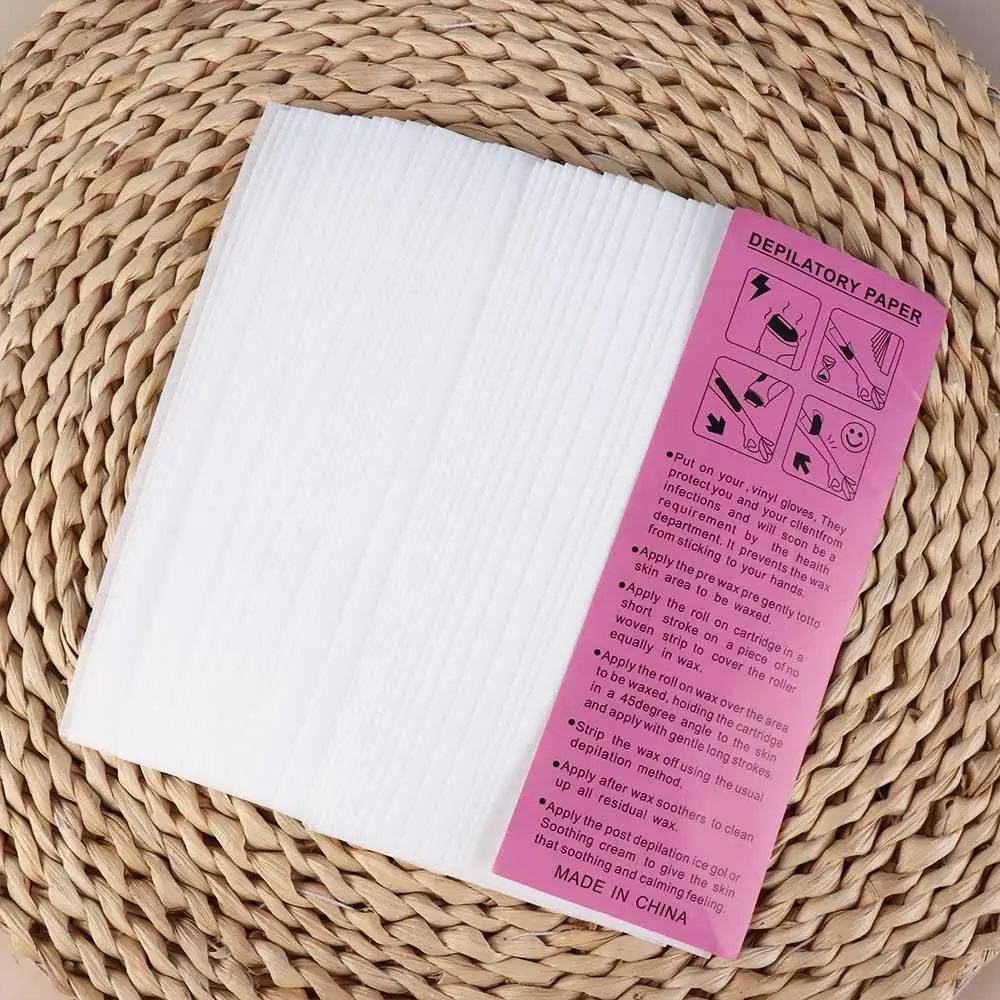 100pcs Gentle Non-Woven Wax Strips Painless Long-Lasting Hair Removal Wax Paper Disposable Smoothness Body and Face Epilator