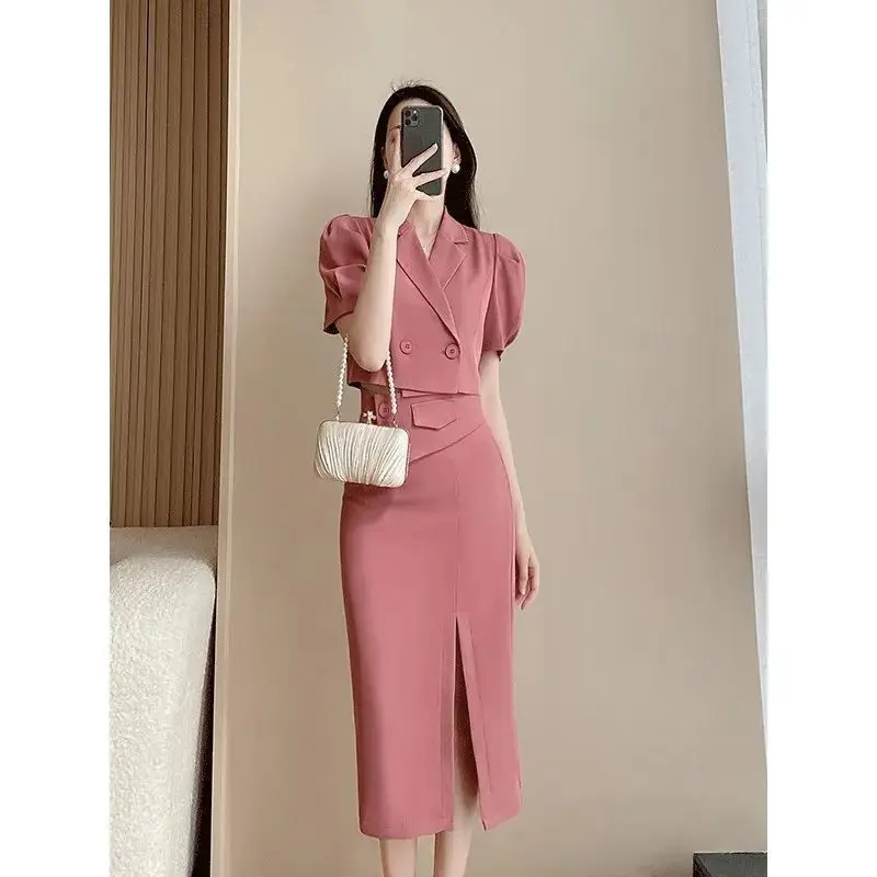 Summer Fashion Women\'s Set 2023 New Korean Edition Premium Small Dress Set Skirt Light Mature Style Slim Two Piece Set