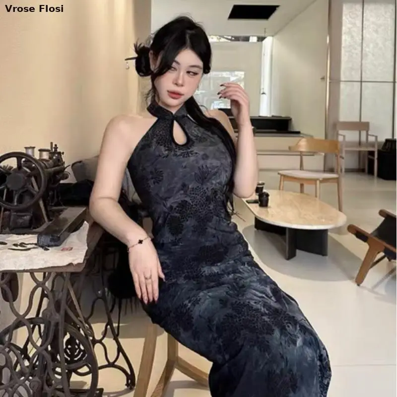 2024 Women Cheongsam Dress Chinese Style Lace Hollow Slim Hip Dress Party/bar/club Split Short Qipao For Women Plus Size 100kg