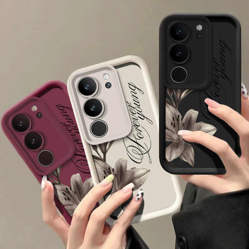Flower Pattern Phone Case For Vivo Y05 Y03T Y03 Y02A Y02T Y01 Y20S Y20I Y18E Y19S Y17S Y16 Silicon Shockproof Matte Bumper Cover view 2