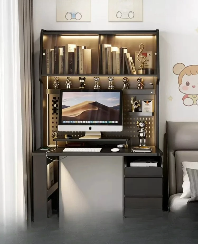 

PYJ Italian bookshelf integrated table household bedroom desk multi-functional small computer desk
