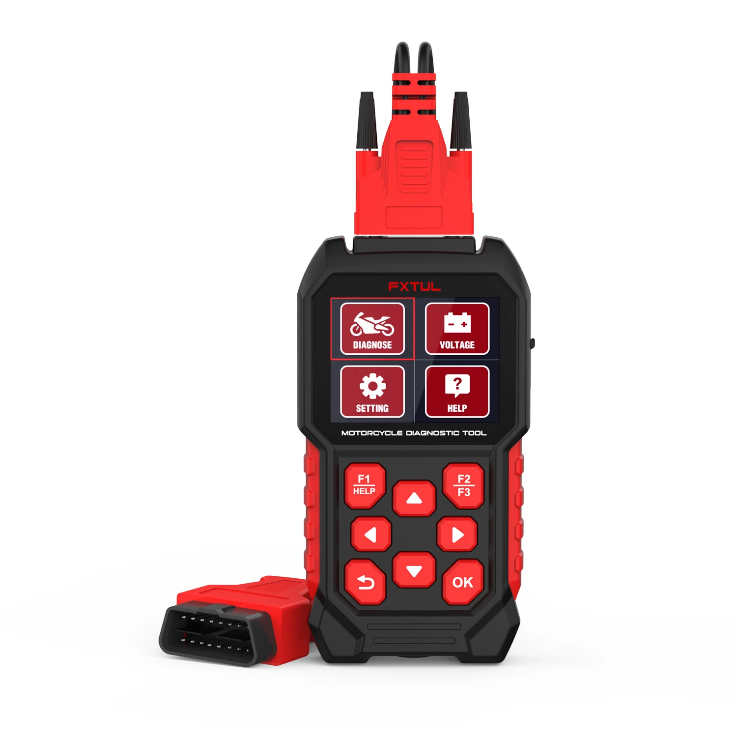 FXTUL M4-EU Motorrad-Diagnosescanner OBD2 Alle Systeme Codeleser Motor ABS TPMS IMMO ECU Datenstrom Spannungstest