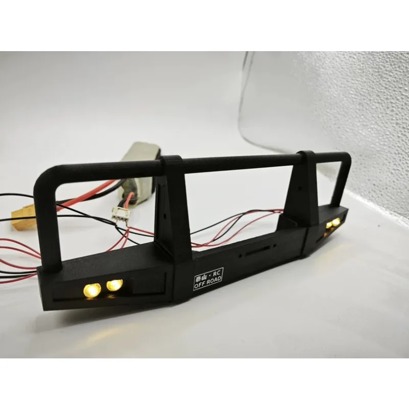 Thickened Front Bumper for Crossrc EMO XL X2 X3 X5 1/8 RC Crawler, 3D Printed w/Winch Mount & 4 LED Lights Upgrade Part