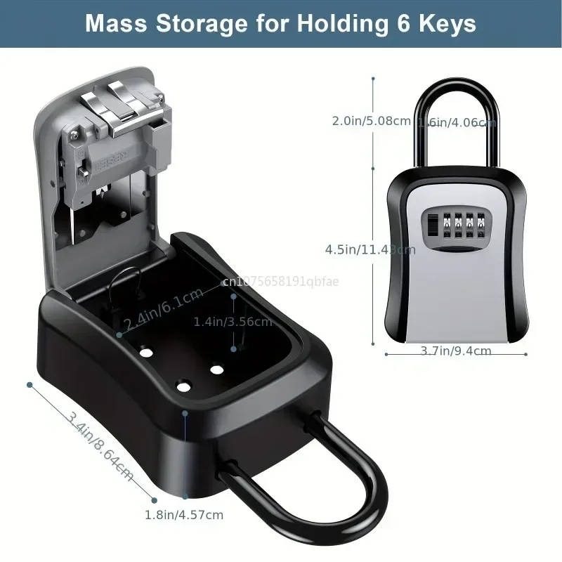 4-digit Password Box Free Installation Outdoor Password Key Box Extended Lock Hook Hanging Key Storage Waterproof Key