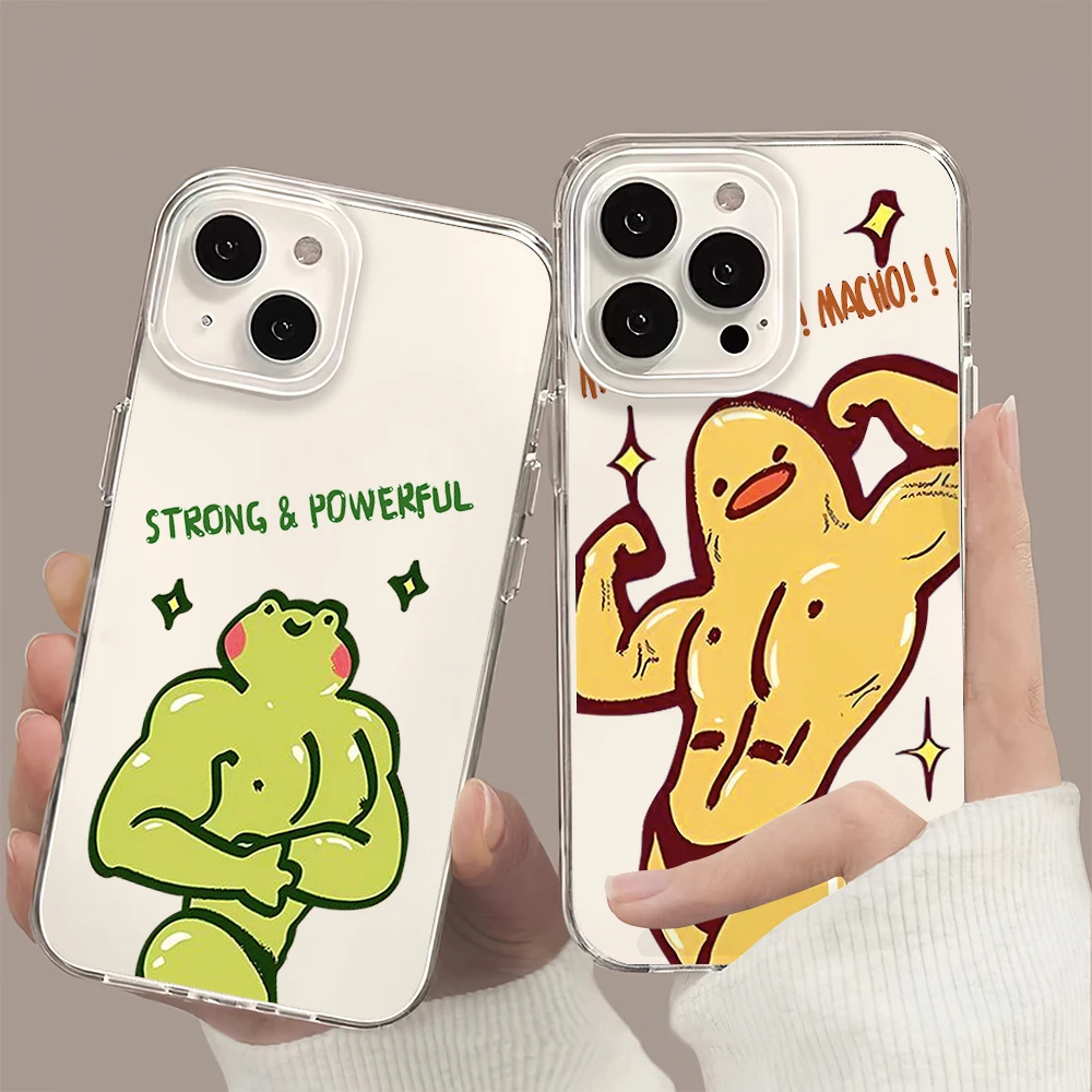 Capa de telefone rã dos desenhos animados para iphone, casca macia transparente clara, moda bonito, iphone 11, 13, 16, 15, 14, 12 Pro Max, mais