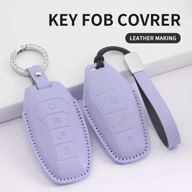 PU Leather Car Key Case For BYD Cover Remote Fob Holder Song Plus Atto 3 Han EV Tang DM Qin Seal Dolphin Key Bag Accessories