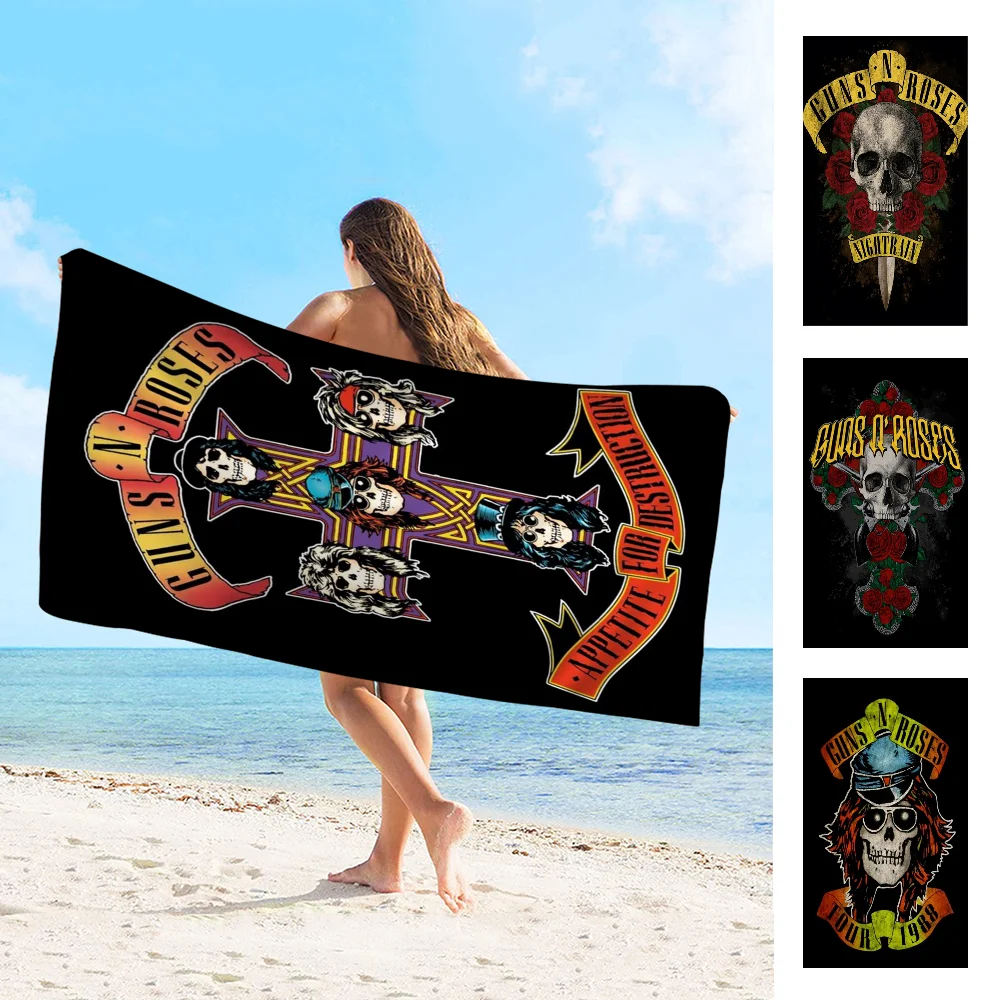 Vintage Rock Music Band G-Guns N Roses Big Microfiber Beach Towels Quick Dry Towel Sand Beach Pool Towel For Travel Swim Pool