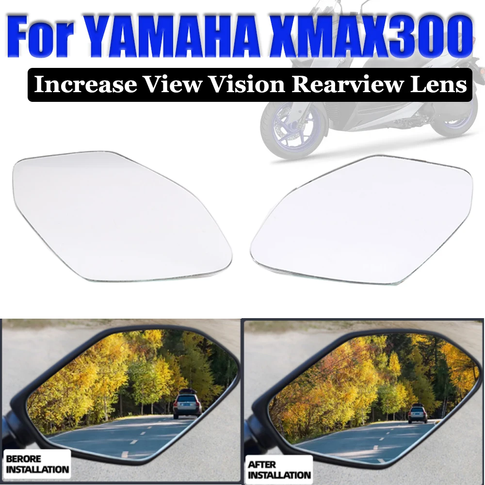 Motorcycle Convex Mirror Lens XMAX Increase View Vision Rearview Lens Side Mirrors For YAMAHA XMAX X-MAX 300 XMAX300 Accessories