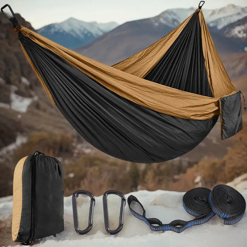 Parachute Hammock with Hammock Straps and Black Carabiner Solid Color  Camping Survival Travel Double Person Outdoor Furniture