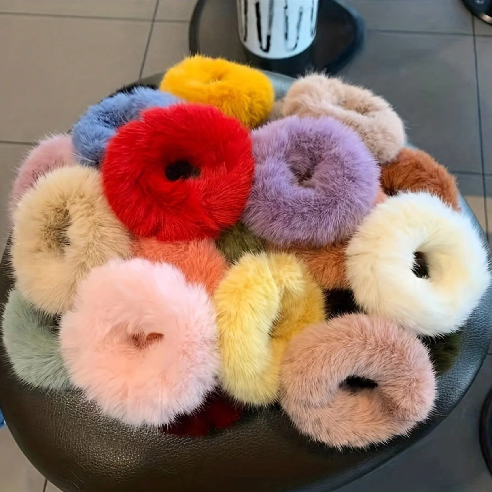 20 piezas coleteros de pelo de felpa de colores para mujer, lazos para el cabello, accesorios para el cabello, coleteros para el cabello de uso diario en colores aleatorios, estilo informal