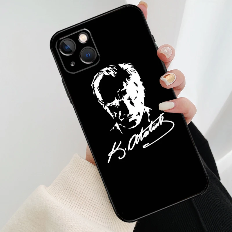 Turkey Mustafa Kemal Ataturk Phone Case For iPhone 13 14 15 16 Pro Max 11 12 XS XR X Plus Shockproof Bumper Soft Cover