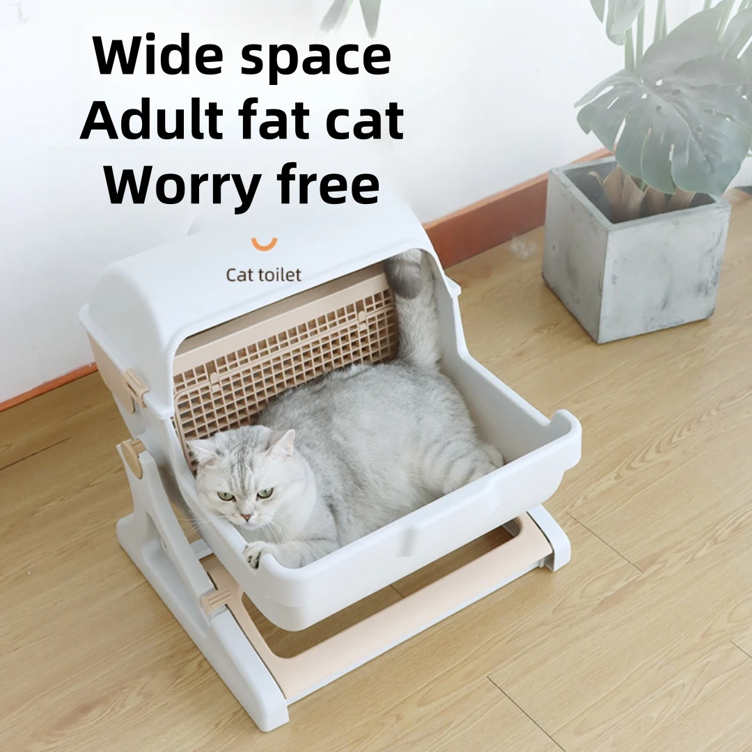 Lazy Man Oversized Semi-Automatic Cat Pet Semi-Enclosed Litter Box