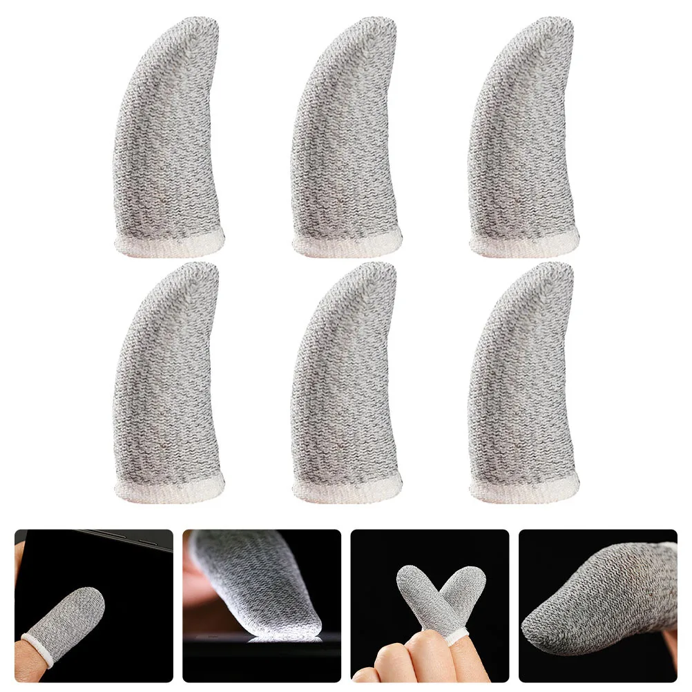 6 قطع من أغطية الأصابع المضادة للعرق خفيفة الوزن من ألياف الفضة وأكمام الإبهام لشاشة ألعاب الهاتف المحمول وحماية اللمس