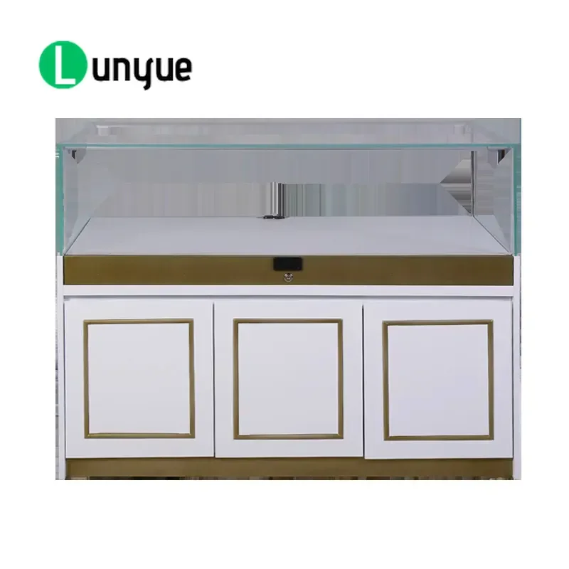 Wooden Display Cabinet for Design Showroom Light Luxury Painted Storage for Jewelry Skincare Samples Company Showcase