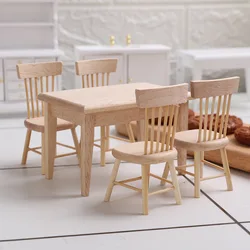 1:12 Dollhouse Wooden Dining Table Chair Model Set Miniature Furniture Accessories Restaurant Bar Table Furniture Kids Toy Gift