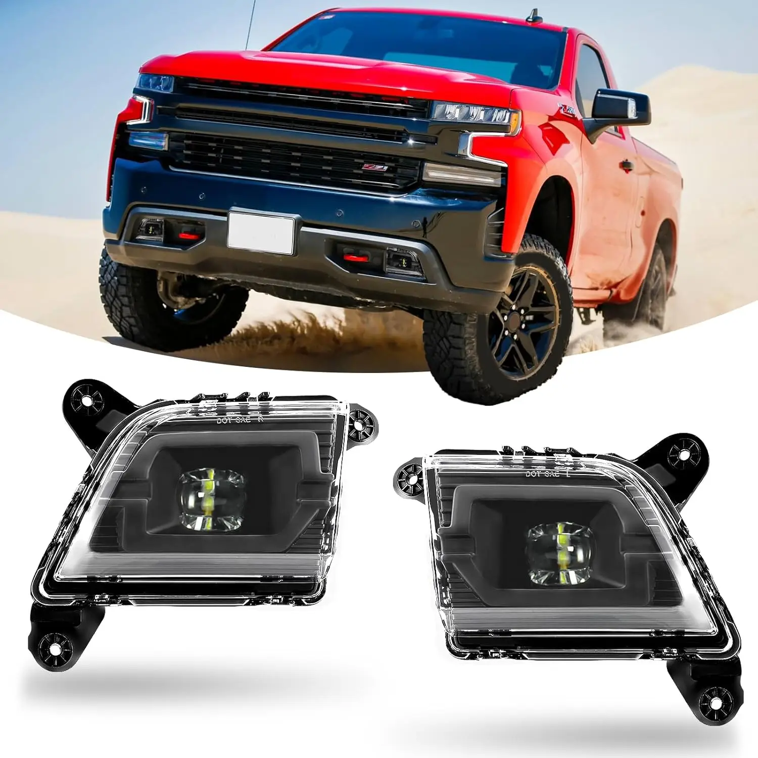 

Светодиодные противотуманные фары для Chevrolet Silverado 1500 2500HD 3500HD 2019 2020 2021 2022 2023 Грузовики Передние противотуманные фары в сборе Комплект