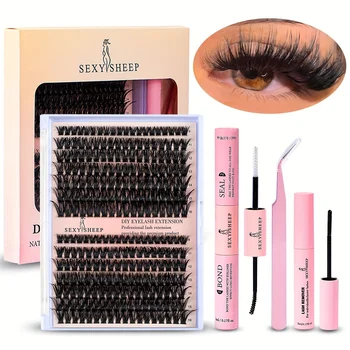 DIY Lash Extension Kit 280 ชิ้นขนตาส่วนบุคคล Cluster 9-16 มิลลิเมตรผสม 40D50D60D80D พร้อม Lash Bond และซีลและ Remover Lash