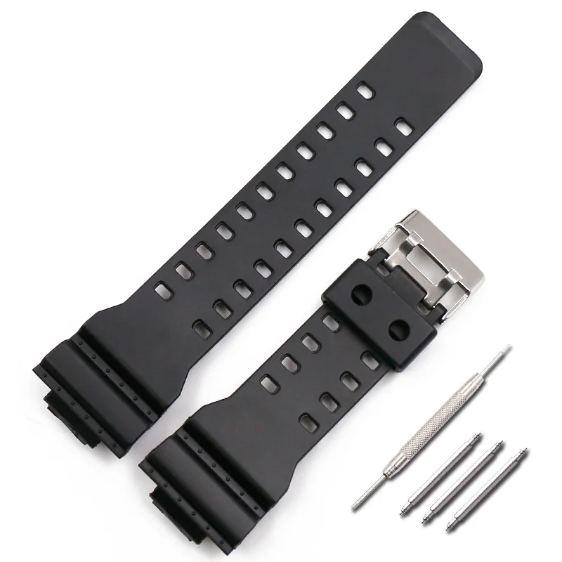 Resin Strap For Casio G-SHOCK GA-400 GA-100GB GA-700 Matte Black Color Strap Steel Buckle PU Strap for Casio Sports Smart Watch