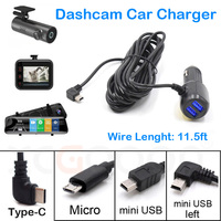 DVR Charging Cable Dash Cam Car Charger Mini USB / Micro USB / Type-C USB 11.5ft Power Cord Supply 12-24V For DVR Camera GPS