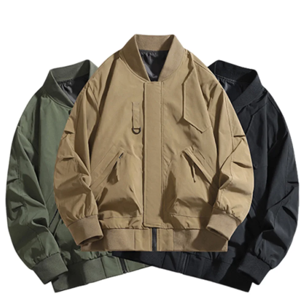 

Men's spring and autumn trendy loose jackets, men's coats, American trendy casual workwear, three-dimensional pocket jackets