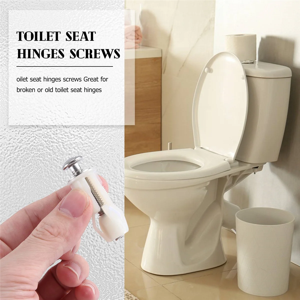 BISM1 مفصلات مقعد المرحاض، براغي تثبيت فتحة المرحاض، سهلة التركيب، عبوتان