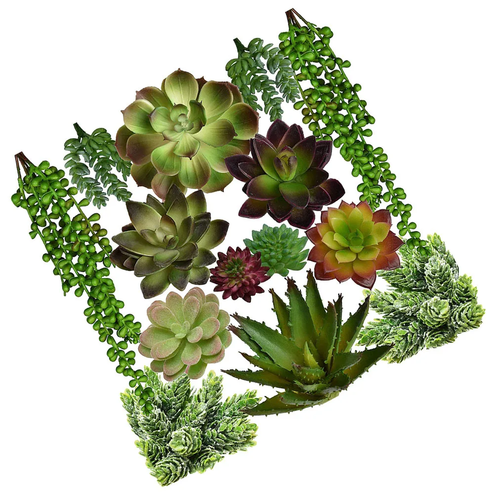 

14pcs Faux Succulents Imitated Plants Green Lightweight Kids Mini Garden Decor Succulent Decorations Plant Wall Practical Photo