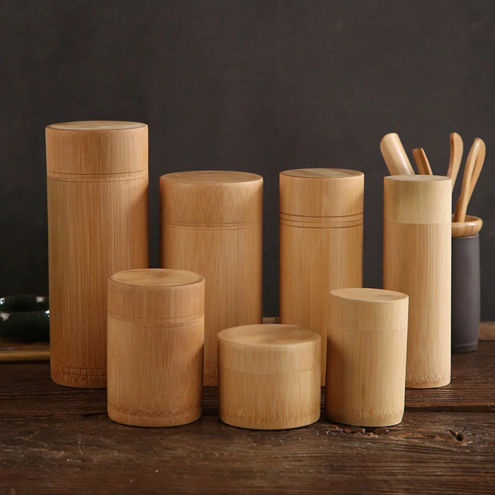 

Eco-friendly Spice Bamboo Bottle With Lid Holder Container Storage Box Organizer Tea Canister